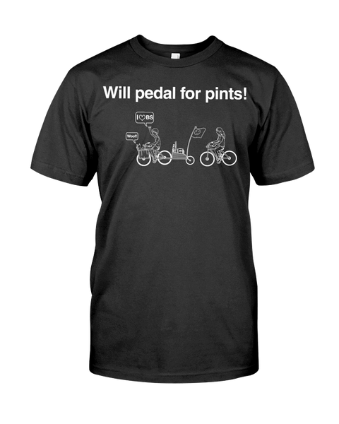 Will Pedal for Pints! Funny bike t shirts