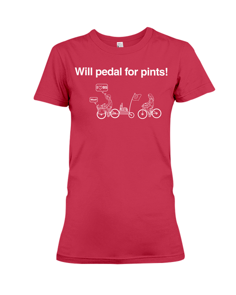 Will Pedal for Pints! Funny bike t shirts